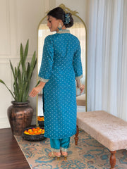 Rani Pink Kurta Set with Bandhani Dupatta