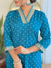 Rani Pink Kurta Set with Bandhani Dupatta