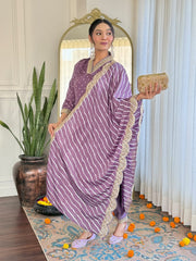 Rani Pink Kurta Set with Bandhani Dupatta