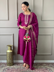 Teal Blue Embroidered Kurta Set with Dupatta