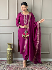 Teal Blue Embroidered Kurta Set with Dupatta