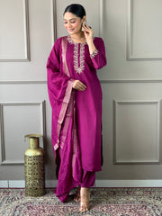 Teal Blue Embroidered Kurta Set with Dupatta