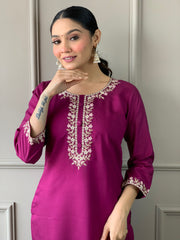 Teal Blue Embroidered Kurta Set with Dupatta