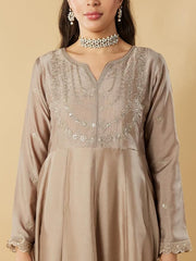 Powder Blue Silk Kurta Set with Embroidered Dupatta