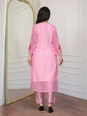 Baby Pink Floral Printed Kurta Set