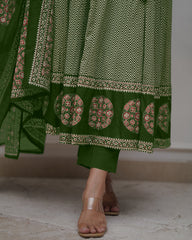 Black &amp; Beige Printed Anarkali Set with Dupatta